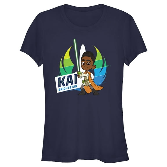 Junior's Star Wars: Young Jedi Adventures Kai Brightstar Portrait Graphic Tee Navy Blue X Large