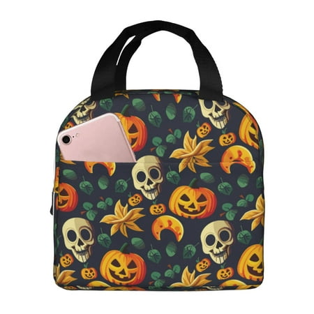 Insulated Lunch Bag for Women Men - Halloween Skull Leakproof Cooler Lunch Box for Women Men  Lunch Tote Bags for Work School Picnic Travel