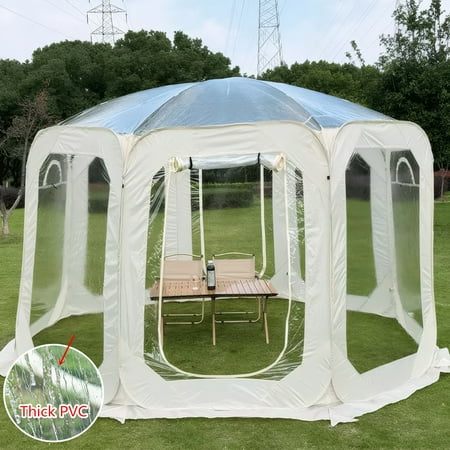 Pop Up Bubble Tent, Clear PVC Bubble Tent Gazebo, Outdoor Cold Protection Camping Tent, Garden Patio Canopy Shelter, Portable Weatherproof Sport Tent House (10ft x 10ft)
