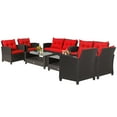 thumbnail image 2 of Costway 8 PCS Patio Rattan Furniture Set Glass Table Shelf Sofa Cushion Red, 2 of 9