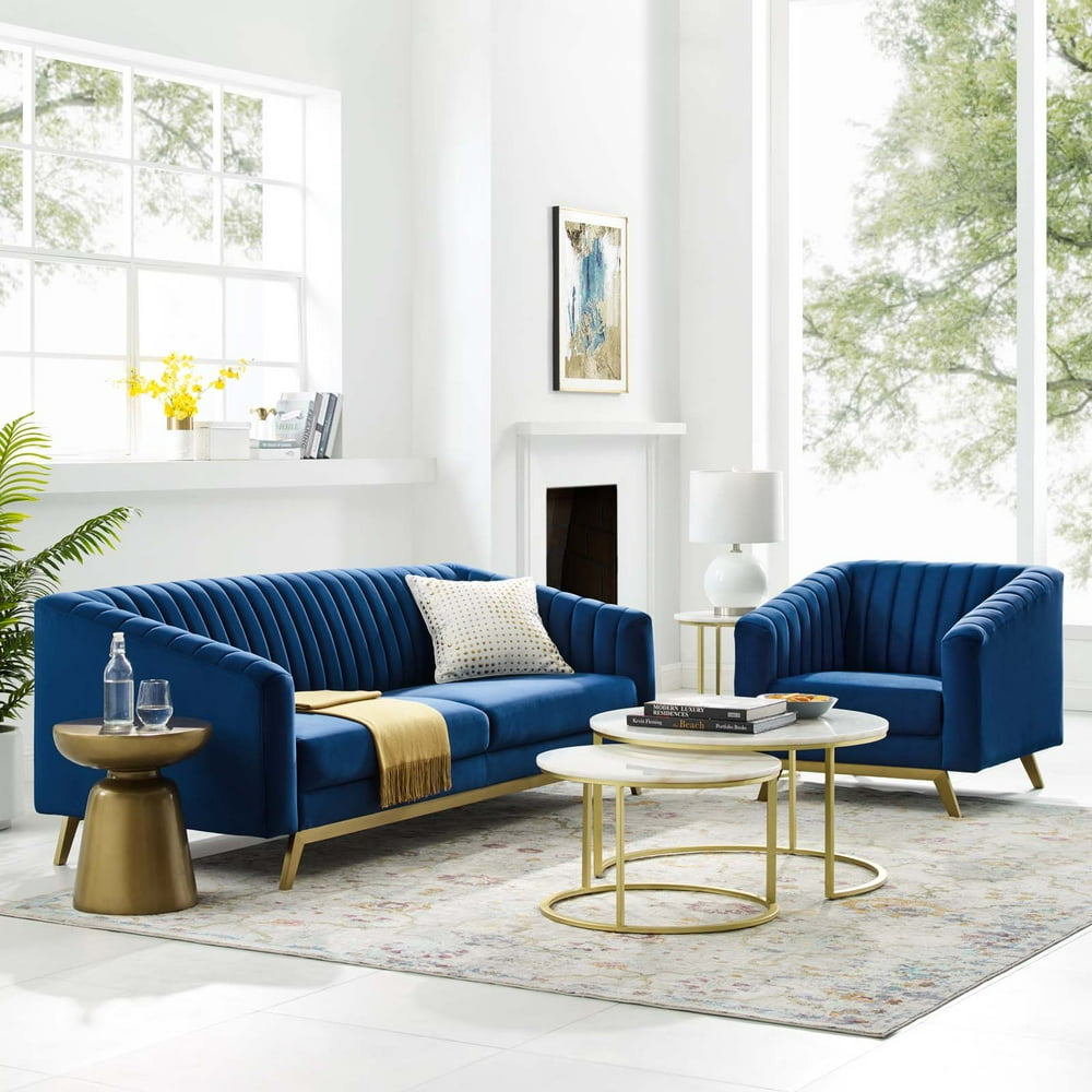 Valiant Vertical Channel Tufted Performance Velvet Sofa and Armchair ...