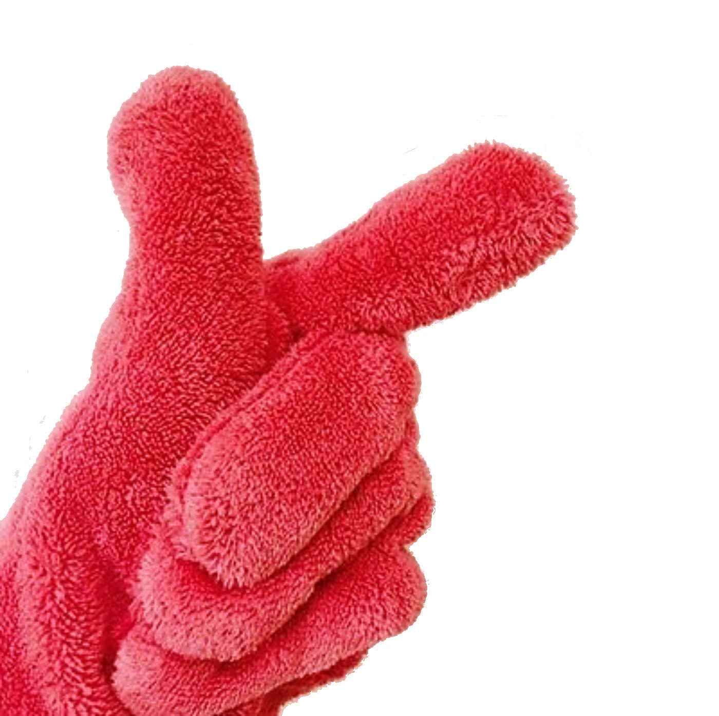 QuickDry Microfiber Hair Drying Glove (3, Red)