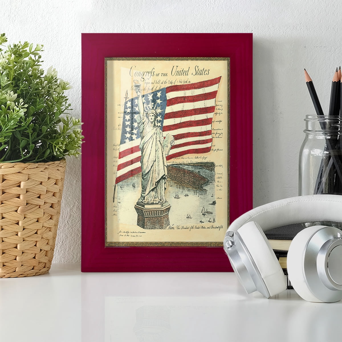 USE D # Proud To Be An American I -Framed Print w/glass-Cherry Red