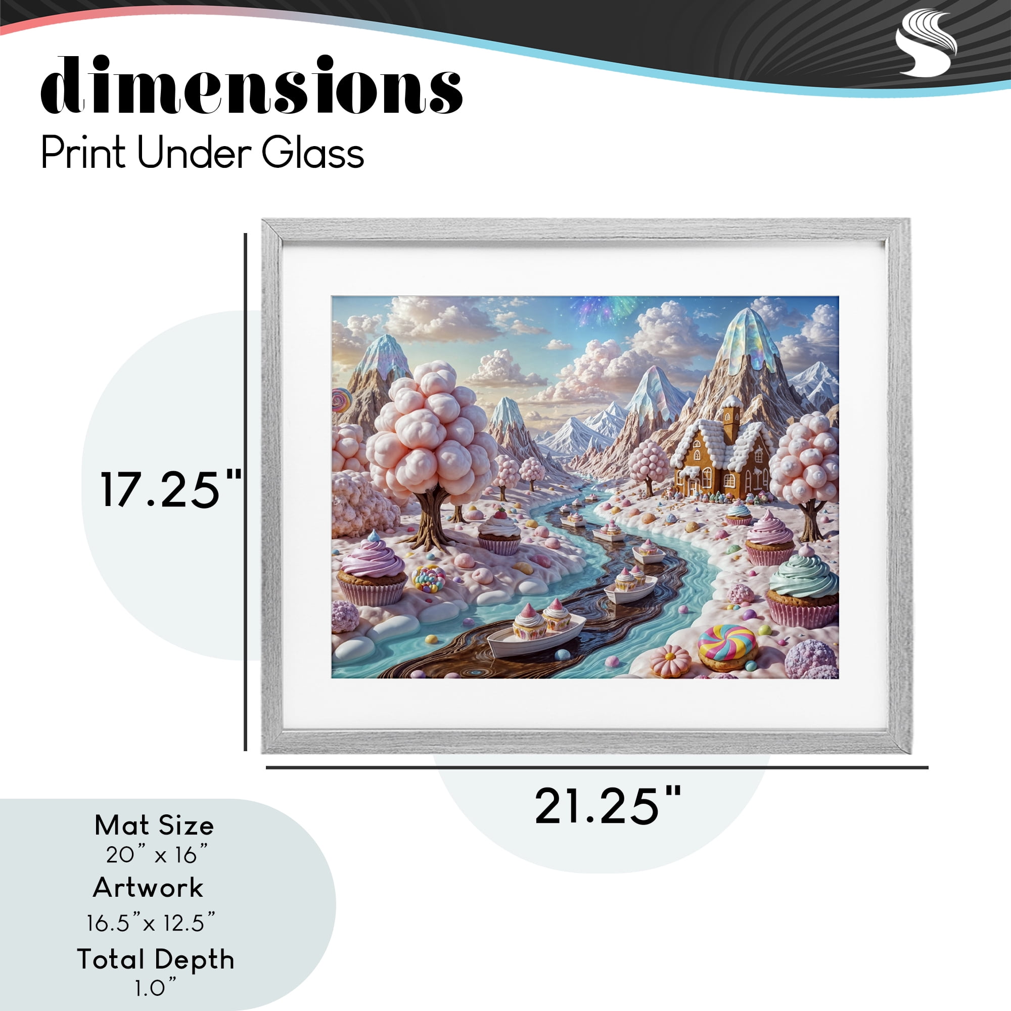 Stupell Industries Dreamlike Candy Land Whimsy Gray Framed Print Under Glass, design by Tabz Jones