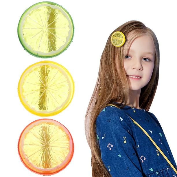 3 pinzas para el pelo con forma de limón, horquillas creativas, bonitos pasadores, accesorios para el cabello para niñas.