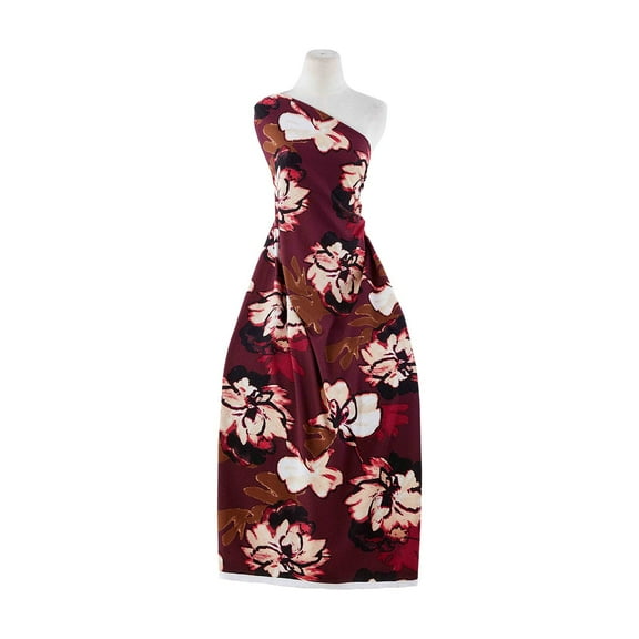 Zelouf Print On Liverpool Knit , Sewing, DIY, Crafts Fabric by the Yard, 622 Wine/tan, 3 Yard