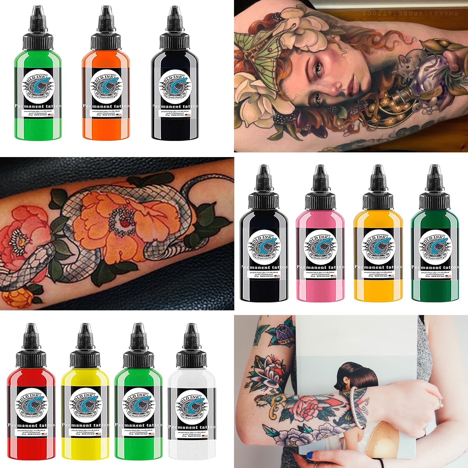 DLD 14 Pieces Tattoo Ink 14 Color Set 1oz 30ml/Bottle Tattoo Ink Pigment  Kit for 3D Makeup Beauty Skin Body Art. 