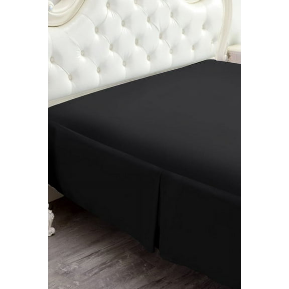 The Great American Store 1800 Series Double Brushed Microfiber Bed Skirt -15" Drop Length Queen (Solid, Black)