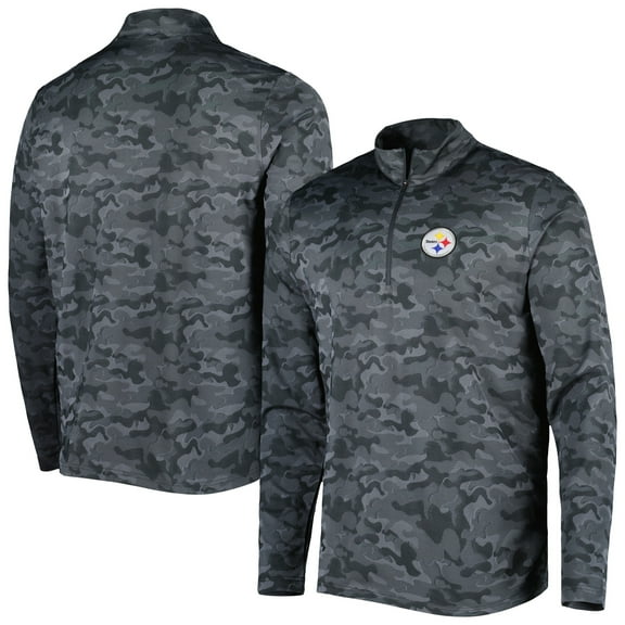 Men's Antigua Black Pittsburgh Steelers Brigade Quarter-Zip Sweatshirt