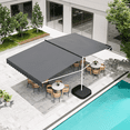thumbnail image 4 of AECOJOY 13x10 ft. Free Standing Retractable Awning with Weighted Base - Dual Side Patio Awnings Manual Sun Shade - Dark Grey, 4 of 9