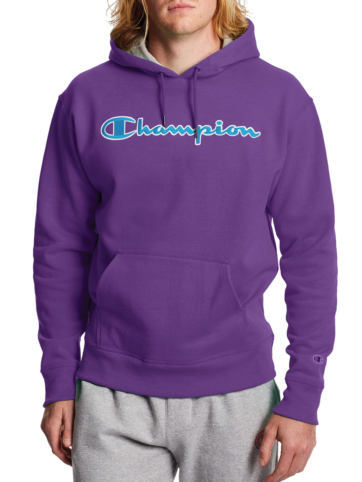 champion men's powerblend applique hoodie