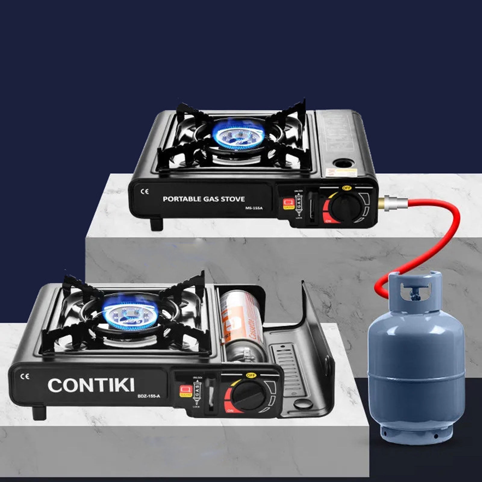 YIFAEUX Camping Stove Automatic Ignition Large Firepower Windproof Energy Saving Alloy Dual-use Portable Gas Stove Camping Supply
