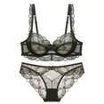 thumbnail image 2 of WIZUTIZ Lingerie for Women with Panty 2pcs Strappy Underwear Corset Thin Sponge Transparent Bra With Large Chest&Small Lace Women's Sexy Lingerie Bra Set Festiva, 2 of 3