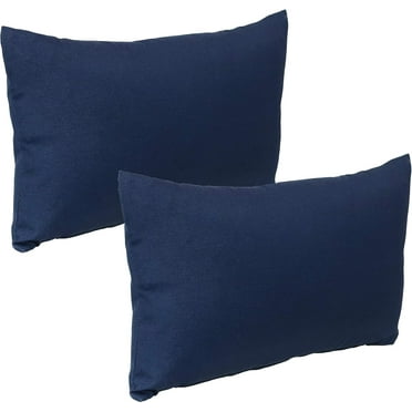 Indoor and Outdoor Decorative Lumbar Pillows with Closures and Inserts - 12 x 20 Inch Rectangular Throw Pillows - Weather-Resistant Polyester - Navy
