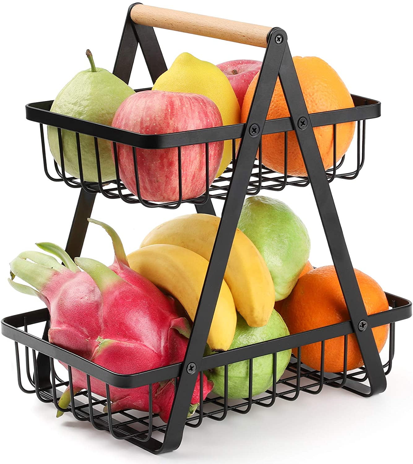 2 Tier Fruit Basket, URESMAT Detachable Fruit Basket Bowl for Kitchen