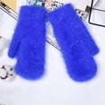 thumbnail image 2 of 1 Pair Women Gloves Solid Color Faux Rabbit Fur Autumn Winter Windproof Knitting Gloves Christmas Gift, 2 of 10