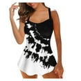 thumbnail image 2 of WREESH Women Plus Size Print Strappy Back Tankini Set Two Piece Swimdress Panty Bathing, 2 of 8