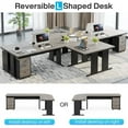 thumbnail image 3 of 83" L-Shaped Executive Desk, Large L Office Desk with 3-Drawer Mobile File Cabinet, Business Furniture Desk Workstation Grey, 3 of 5