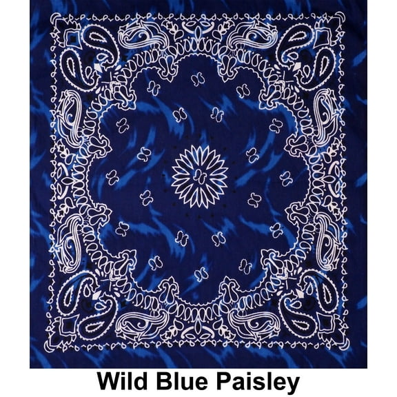Wild Blue Paisley Print Designs Cotton Bandana (22 inches x 22 inches)