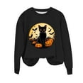 thumbnail image 5 of Dazajoo Black Cat Halloween T Shirt for Women Long Sleeve Festival Funny Tops Lightweight Crew Neck Graphic Tees,Black,L, 5 of 7