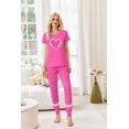 thumbnail image 2 of Ekouaer Womens Pajamas Set 2 Piece Lounge Pj Set Short Sleeve Sleepwear Tops with Joggers Pants Loungewear Print Nightwear, 2 of 6