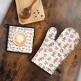 thumbnail image 5 of White Christmas Gingerbread Man Pattern Kitchen Oven Mitt and Pot Holder Sets 2 Pcs for Baking, Cooking and Grilling, Heat Resistant Up To 392 °F, 5 of 7
