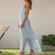 thumbnail image 5 of Vestido Túnica De Verano Vestido maxi ajustado para mujer Estilo elegante Gasa Halter Vestido largo Traje de vacaciones Ygjytge Azul M para Mujer, 5 of 6