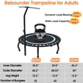 thumbnail image 5 of WOWLAND 40'' Rebounder Trampoline for Adults, 330LBS Foldable Exercise Fitness Trampoline with Handlebar and Bungees, Adult Rebounder for Indoor Workout, Noise-free, 5 of 7