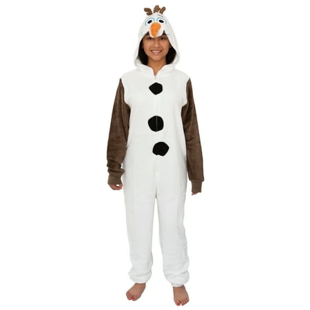 Disney Frozen Olaf Adult Cosplay Costume Plush Pajama One-Piece Union Suit -
