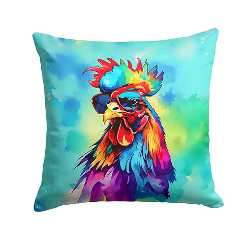 Carolines Treasures DAC4040PW1414 14 x 14 in. Unisex Hippie Animal Rooster Polyester Fabric Throw Pillow