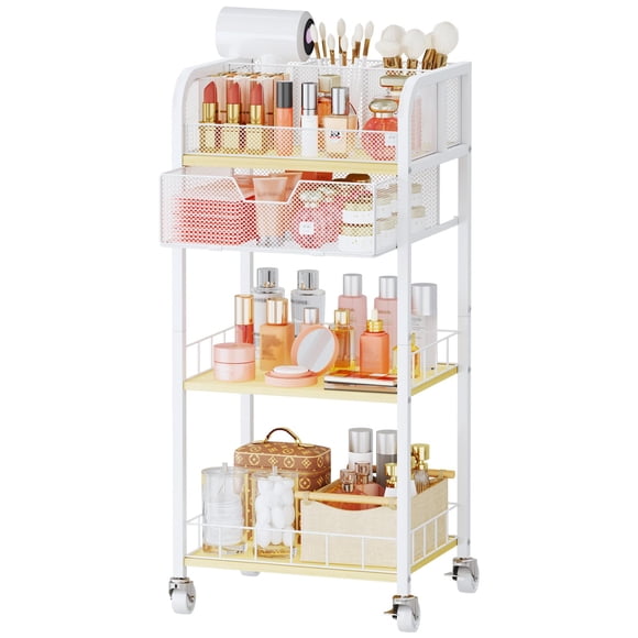 Carrito organizador de maquillaje HaPirm de 4 niveles con cajón