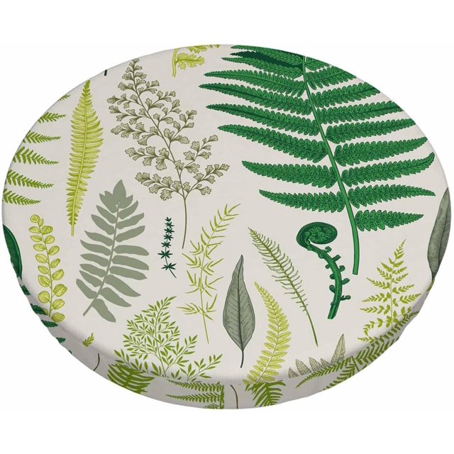 Velvet Bar Stool Covers Round Stool Cushion Covers Stool Chair Covers Barstool Covers Slipcovers, Stretchy Elastic Edge Soft Fabric Machine Washable, Dia 13 Inch, Tropical Green Plant Grass