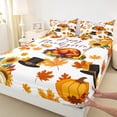 thumbnail image 3 of Homewish Botanical Sunflower Pumpkin 4 Pieces Queen Sheet Sets For Teens Boys Girls,Happy Autumn Harvest Ultra Soft Flat Sheet,Happy Thanksgiving Day Queen Fitted Sheet,Lightweight Room Decor, 3 of 7