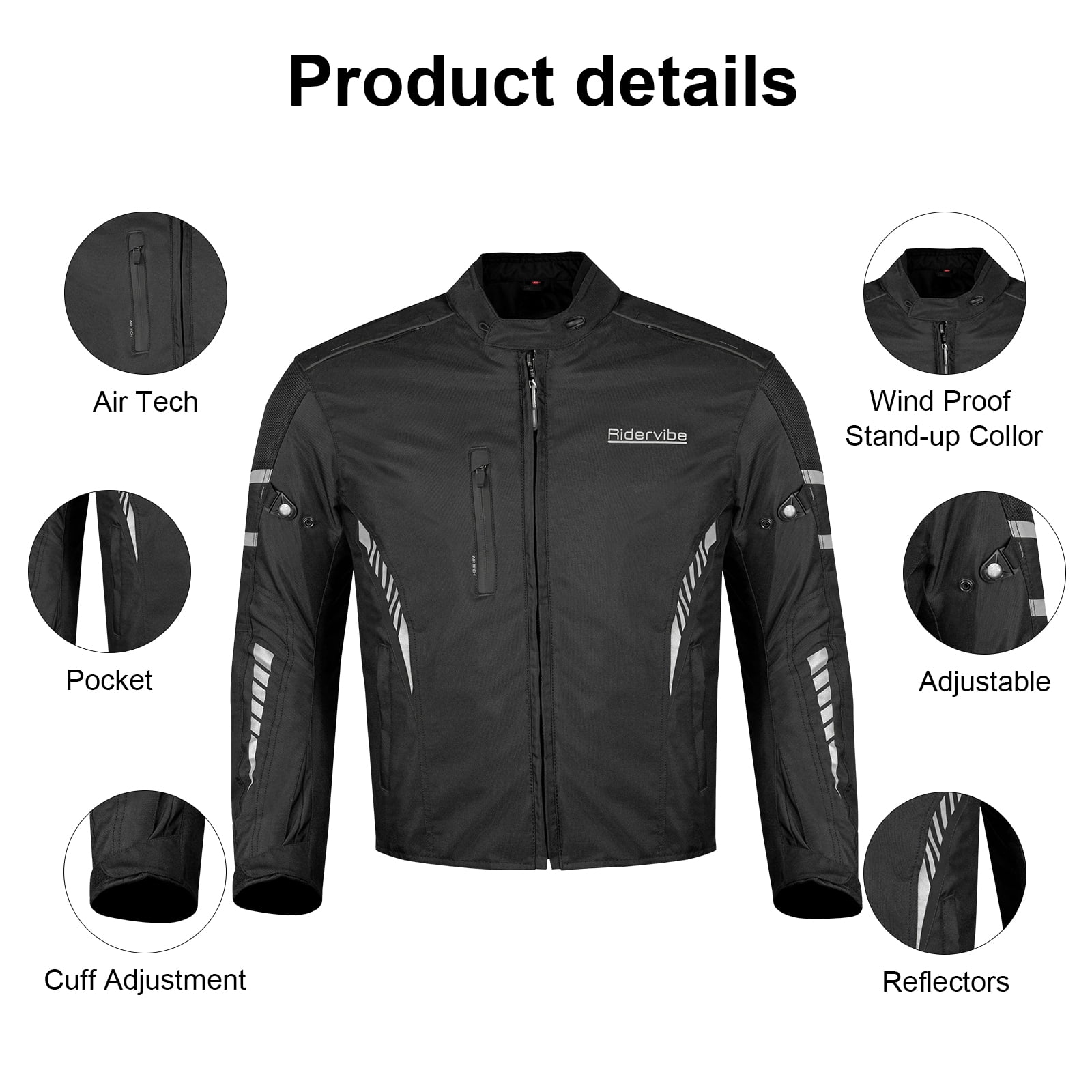 Dream Apparel Men's All-season Motorcycle Jacket for Enduro Dualsport Riding with 600 D polyester, Armor Foam Padding, Visibility