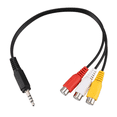 thumbnail image 2 of 3 Pcs 3.5mm Male Plug to 3 Female Audio Video AV Cable 22cm,3 x Audio Video Cable, 2 of 8