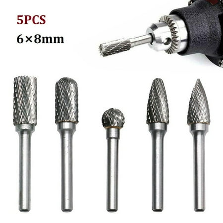 

BCLONG 5pcs Tungsten Carbide 6×8mm Rotary Burrs Rotary Tool Rasp File Milling Cutter