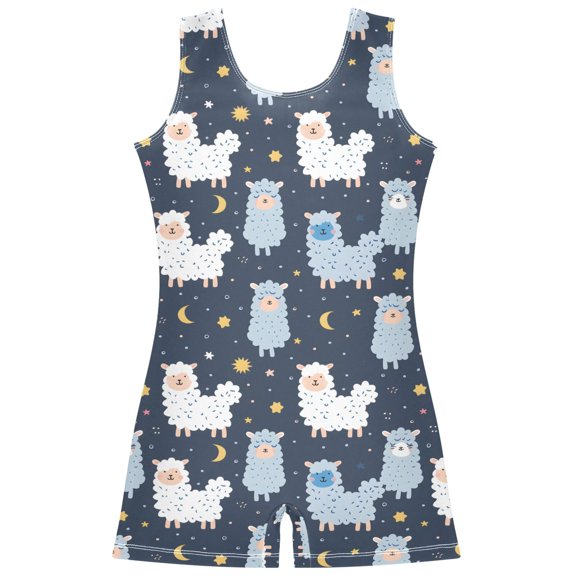 Gymnastics Leotard Sleeveless Cute Alpaca Stretchy Dance Bodysuit Breathable Athletic Ballet Yoga Outfit for Ages 3-14