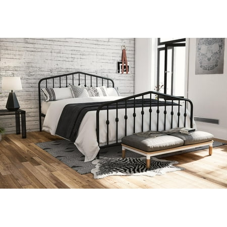 The Novogratz Modern Farmhouse Bushwick Metal Bed Black Queen