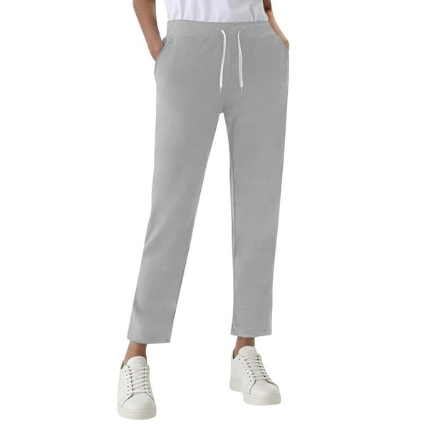 Pincandy Women's Solid Color Sweatpants - Elastic Waist with Drawstring & Pockets, Casual Style for Daily Wear