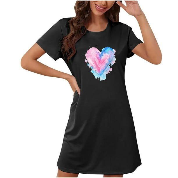 Camisón corto de talla grande para mujer, camisón de manga corta con estampado de pecho a la moda, camisón para mujer