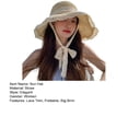 thumbnail image 7 of Eoperou Lace Trim Tied Up Round Dome Sun Hat Women Big Brim Floppy Straw Hat Fashion Accessories, 7 of 7