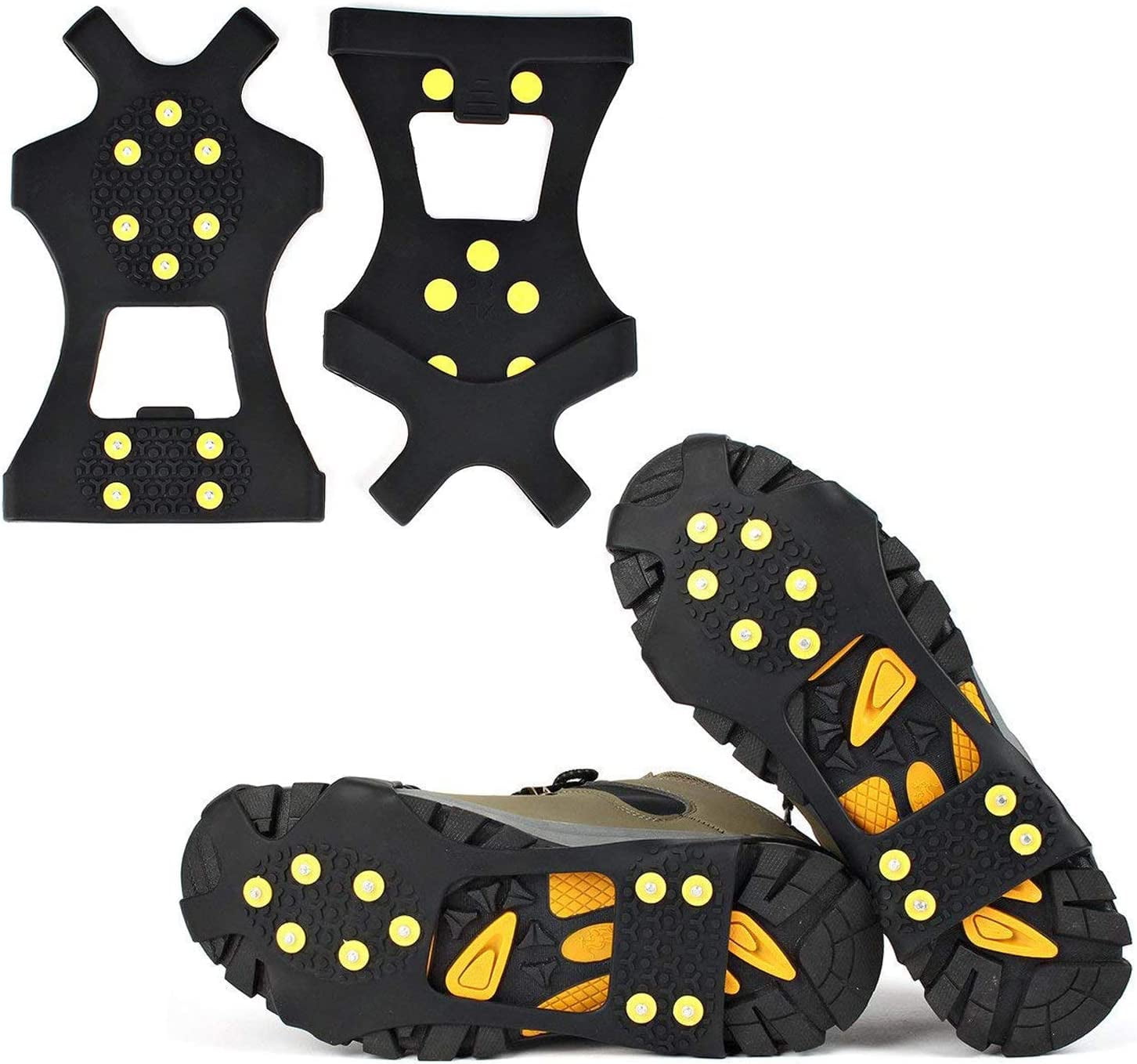 AntiSlip Ice & Snow Grips, Shoes Traction Cleats, 10 Teeth Steel Studs