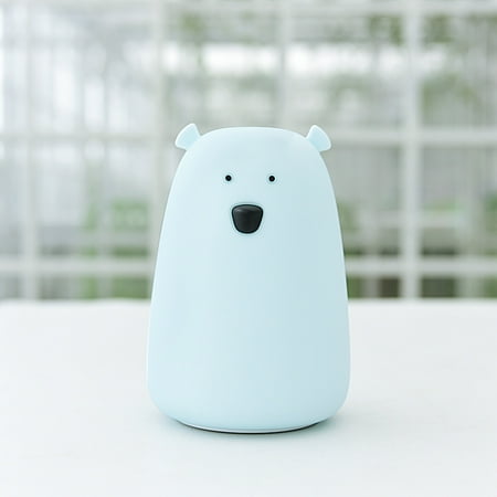 

Big white bear silicone light creative colorful color changing light usb remote control night light bedside shooting light (blue)