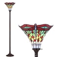 thumbnail image 3 of Tiffany-Style 71" Torchiere LED Floor Lamp, Bronze/Red, Traditional + Bulb, 3 of 4