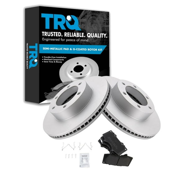 TRQ Front Brake Pad & Rotor Kit Brake Pads Brake Rotor Semi-Metallic Premium G-Coated Fits Select 2003-2007 Toyota Sequoia 2000-2006 Tundra