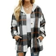 thumbnail image 2 of MOSHU Flannel Shirts for Women Button Down Plaid Shirt Hooded Shacket Jacket with Pocket, 2 of 7