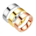 thumbnail image 3 of Mens Stainless Steel Ring Simple U Shape Flat Band Unisex Plain Ring Polished Finish Everyday Wear Jewelry Gold Silver, 3 of 3