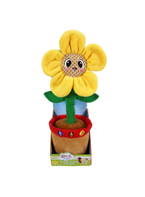 Spark Create Imagine Learning Bilingual Talking and Dancing Plush Sunflower, Lights Up, Repeats What You Say