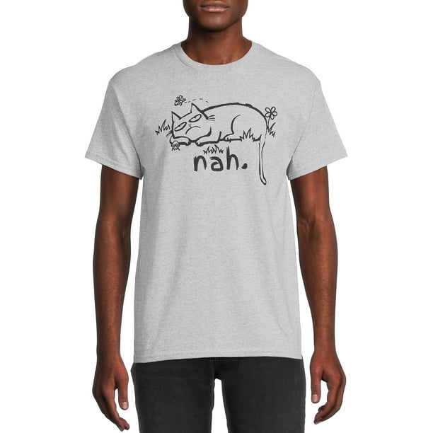Humor Men's & Big Men's Nah Cat Graphic T-Shirt 