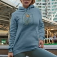 thumbnail image 2 of Distressed In a World Where You Can Be Anything Bee Kind Quote - Flowers Art Merch Gift, Light Blue Hooded Sweatshirt or Hoodie, Small, 2 of 5